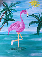 Flamingo Wading Painting